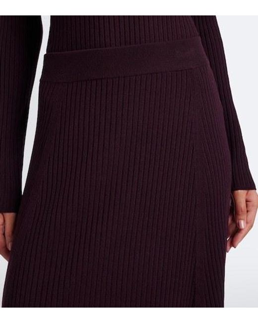 Joseph Purple Ribbed-Knit Midi Skirt