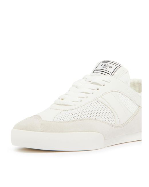 Chloé White Kick Lace-Up Sneakers