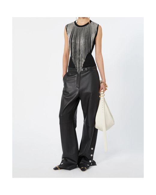 Sportmax Black Crine Crystal-Fringe Sleeveless Top
