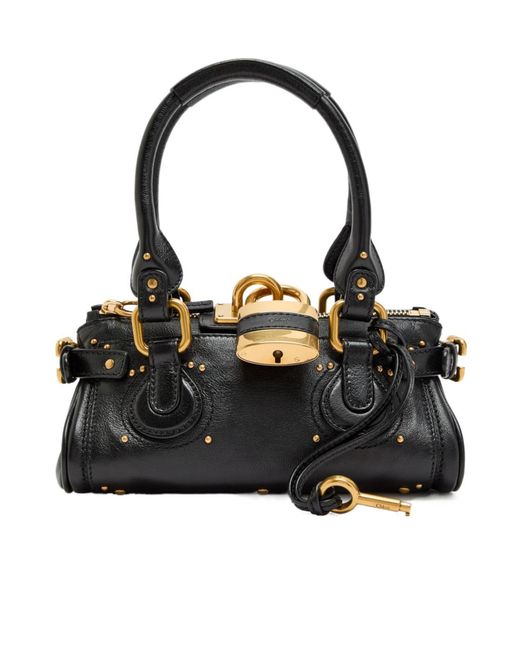 Chloé Black Grain Rivet Shoulder Bag