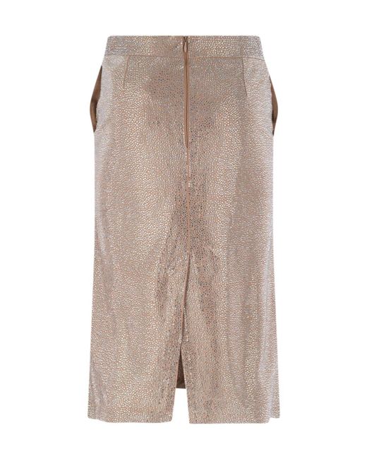 GIUSEPPE DI MORABITO Brown Embellished Midi Skirt