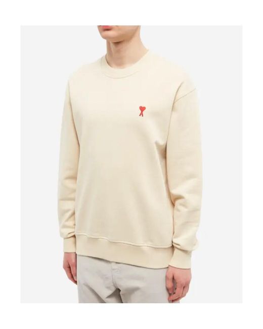 AMI Natural Logo Round Neck Sweater for men