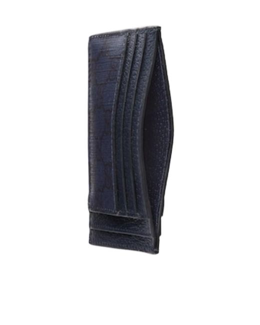 Gucci Blue Gg Logo Plaque Card Holder for men