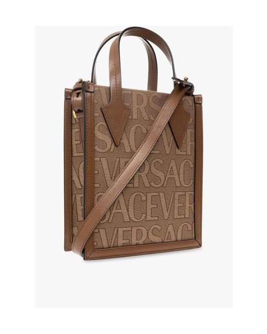 Versace Brown Allover Crossbody Bag for men