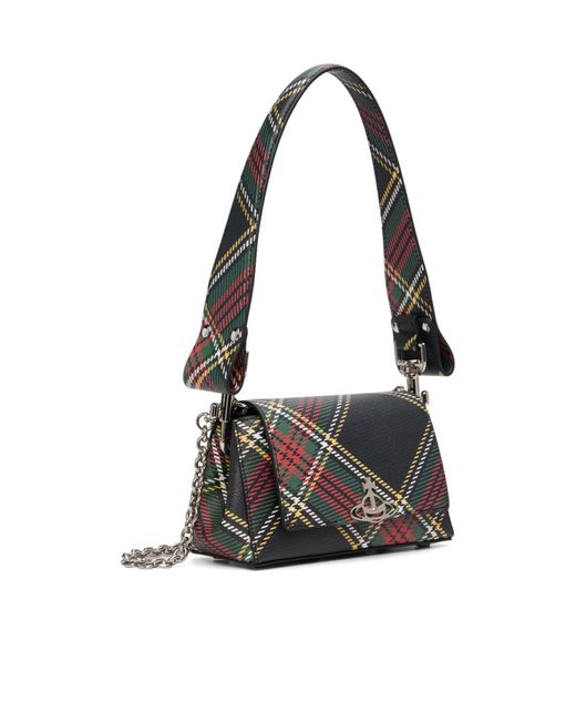 Vivienne Westwood White Orb Plaque Checked Shoulder Bag