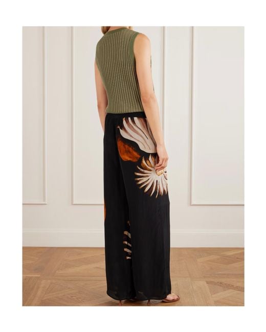 Farm Rio Black Printed Wide-Leg Pants