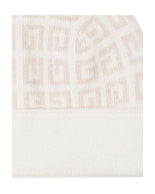 Givenchy White All-Over Logo Embroidered Knitted Beanie