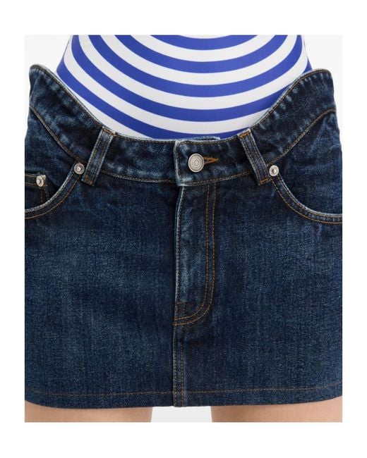 Jean Paul Gaultier Blue Denim Midi Skirt With Belt Loops
