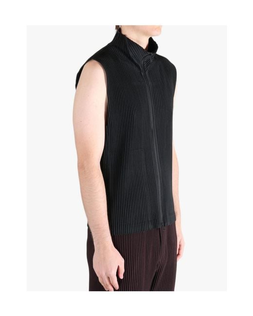 Homme Plissé Issey Miyake Black Homme Plissé Issey Miyake Zip-Up Pleated Gilet for men