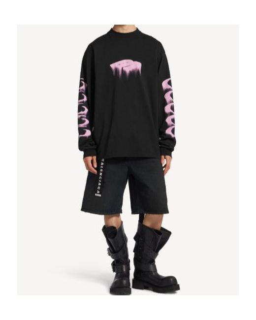 Balenciaga Wet Brush Medium-Fit Long-Sleeved T-Shirt in Black for