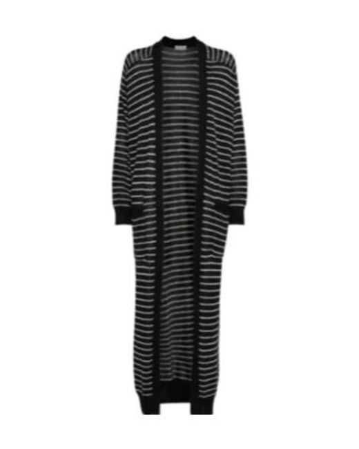 Brunello Cucinelli Black Striped Long Cardigan