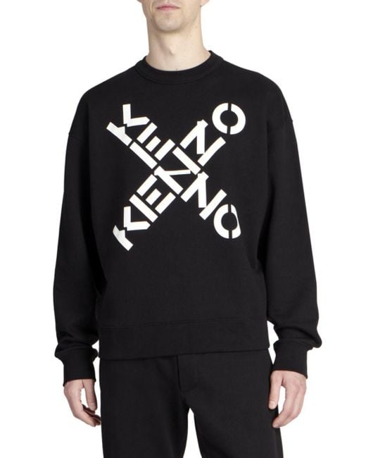 KENZO Black Sport Big X Logo Print Sweatshirt for men