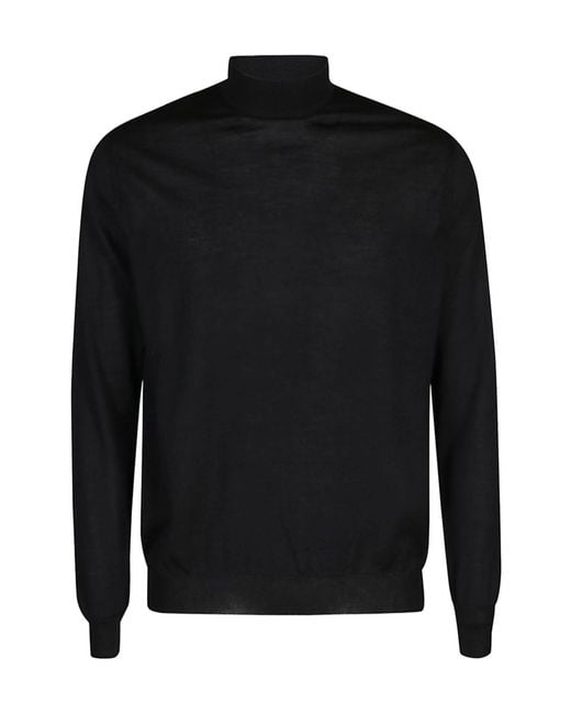 Malo Black Mock Neck Knitwear for men