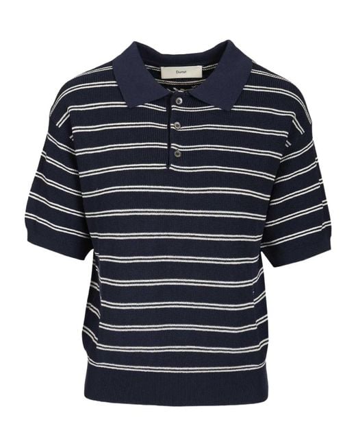 DUNST Blue Striped Polo Knitted Top for men