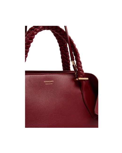 Ferragamo Red Double Handle Shoulder Bag