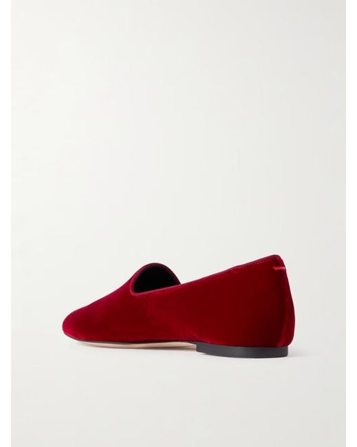 Aeyde Red Solid Velvet Loafers