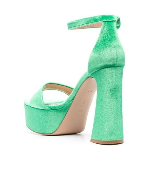 Gianvito Rossi Green Holly 125Mm Chenille Sandals
