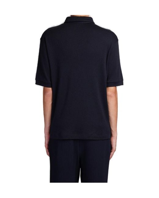 Giorgio Armani Blue Knitted Polo Shirt for men
