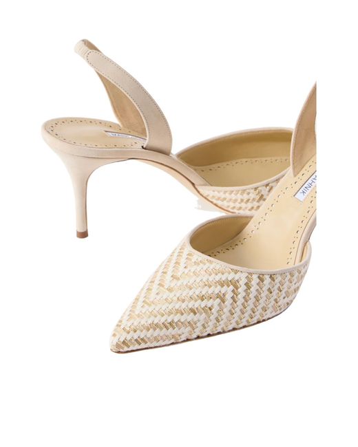 Manolo Blahnik Metallic Raffia Slingback Pumps