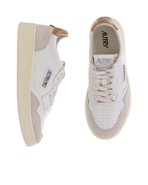 Autry White Medalist Leather Sneakers