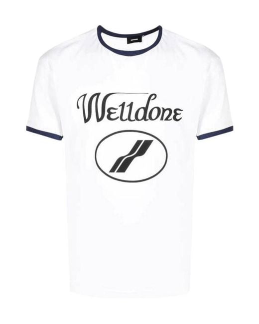 we11done White Logo-Print Crew-Neck T-Shirt for men