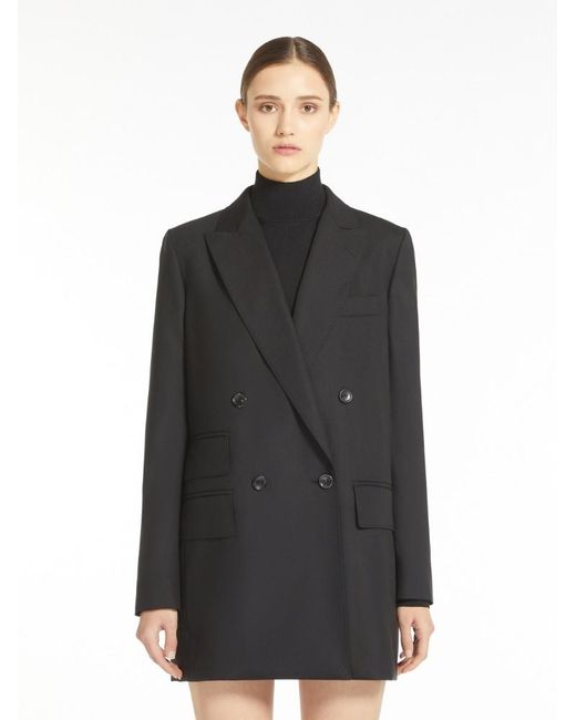 Max Mara Black Double-Breasted Long-Sleeved Blazer
