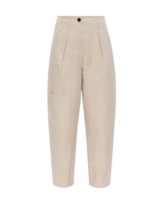Max Mara Natural Pleated Tapered Trousers