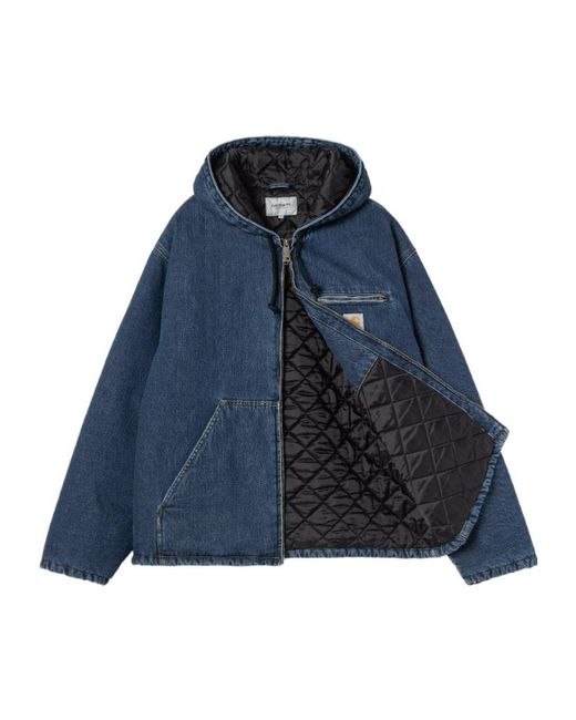 Carhartt Blue Cleveland Hooded Denim Jacket for men