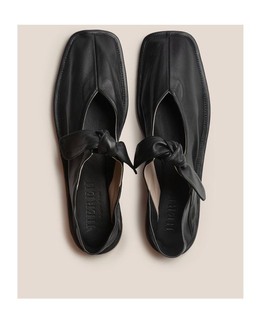 Hereu Black Llasada Square-Toe Ballet Flats