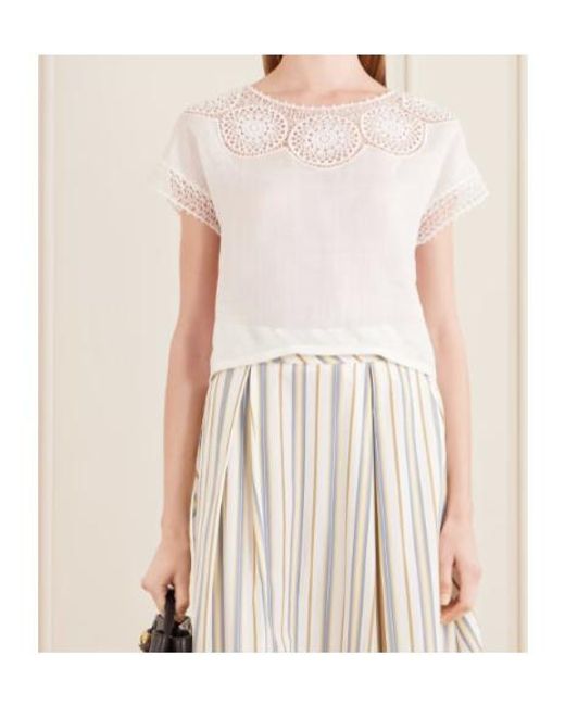 Nili Lotan White Hollow-Out Decorative Top