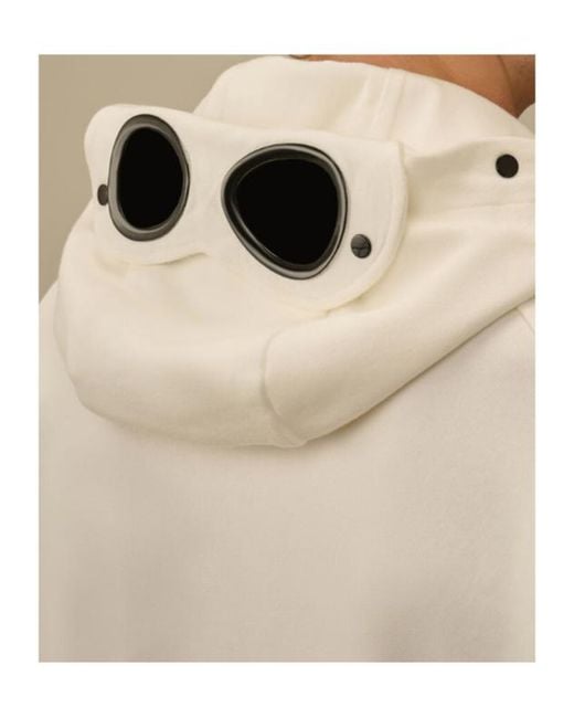 C P Company Natural Diagonal Raised Fleece Goggle Sweatshirt for men