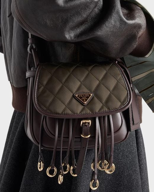 Prada Black Corsaire Re-Nylon And Leather Mini Shoulder Bag