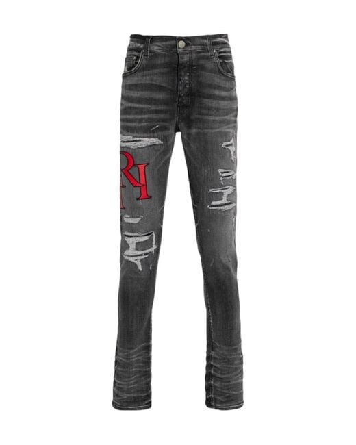 Amiri Distressed Skinny Jeans in Gray for Men | Lyst