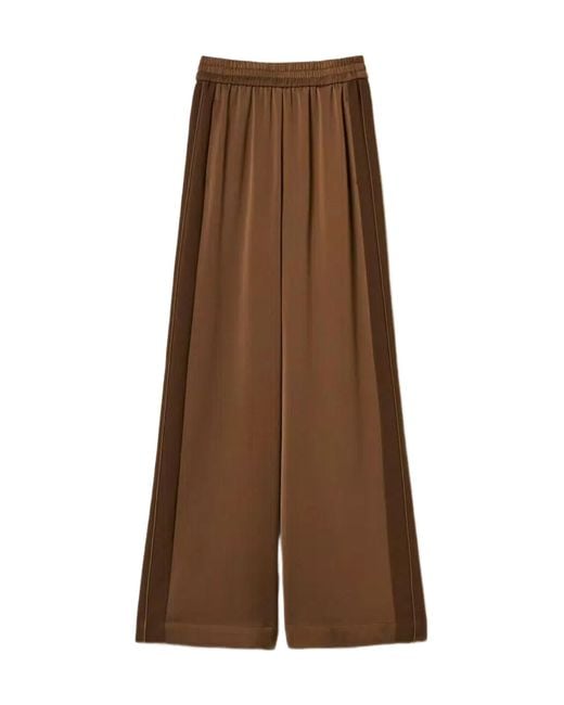 Twinset Brown Envers Satin Palazzo Trousers