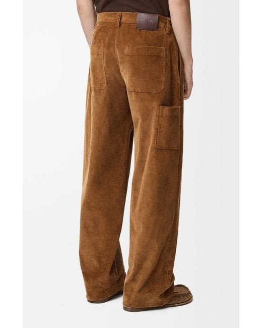 Loewe Brown Wide-Leg Corduroy Pants for men