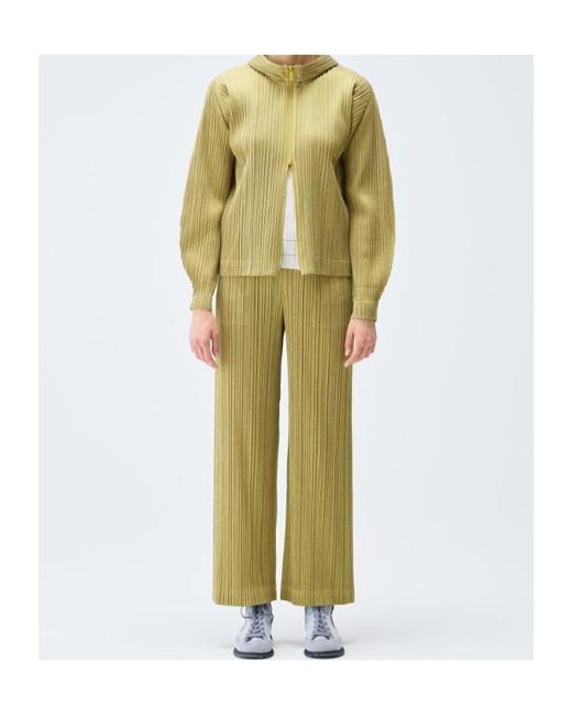 Pleats Please Issey Miyake Green Pleated Trousers