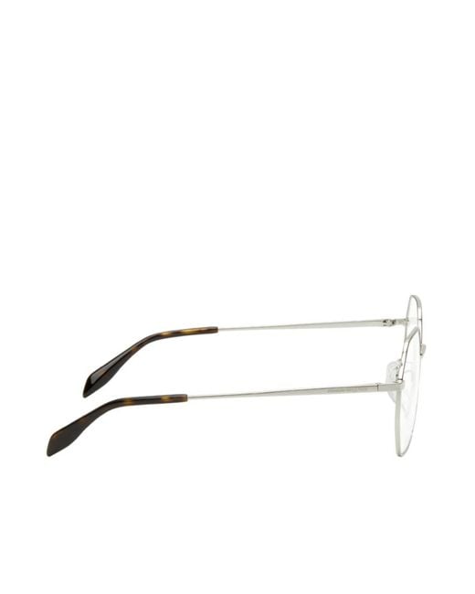McQueen White Eyewear Hexagon Frame Glasses for men