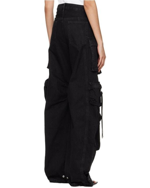 The Attico Black The Logo Patch Cargo Jeans