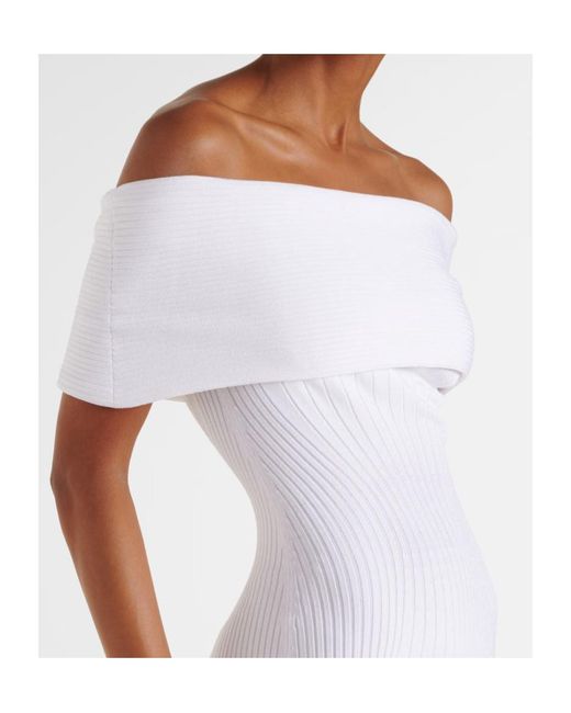 Mugler White Rib Knit Sleeveless Dress