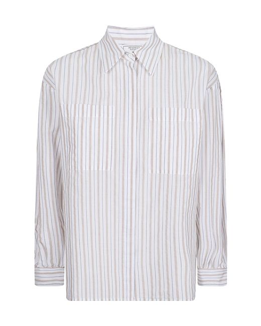 Peserico White Striped Long-Sleeve Shirt
