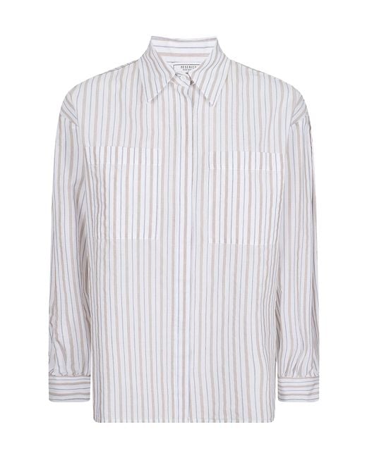 Peserico White Striped Long-Sleeve Shirt