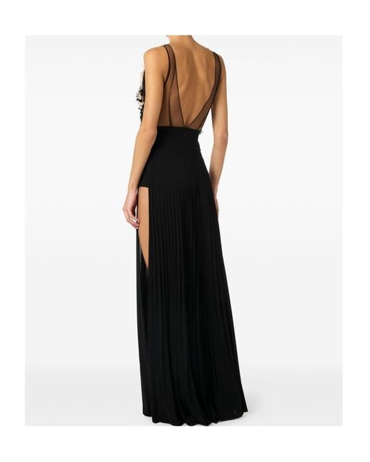 Elisabetta Franchi Black Carpet Tulle Jersey Dress