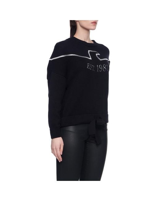 Emporio Armani Black Embroidered-Logo Cotton Jumper