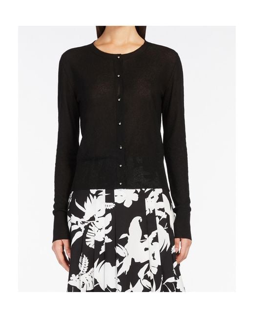Max Mara Black Viscose Yarn Cardigan