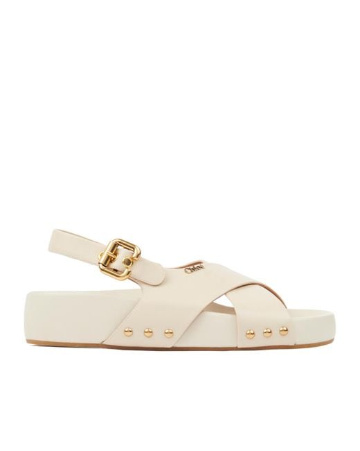 Chloé Natural Chloé Mae Buckle Detailed Sandals