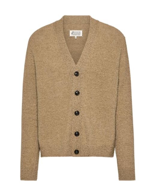 Maison Margiela Natural Long-Sleeved V-Neck Cardigan for men