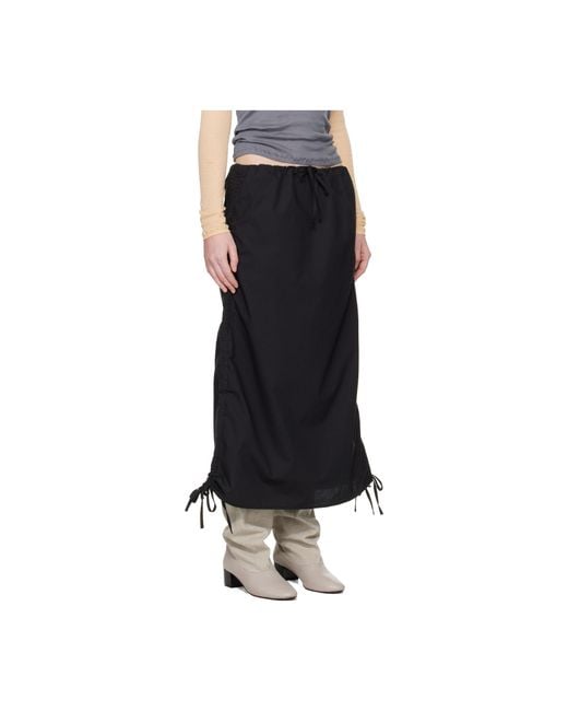 Baserange Black Drawstring Midi Skirt