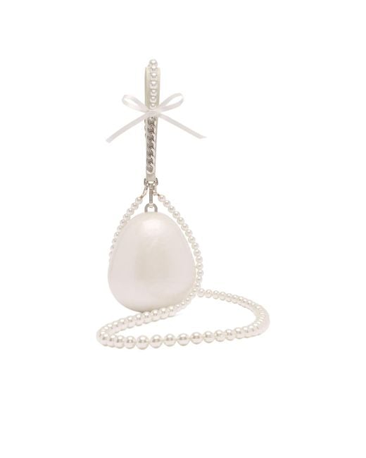 Simone Rocha White Embellished Chain-Detail Egg Bag