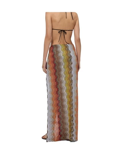 Missoni Brown Chevron Lamé Maxi Skirt