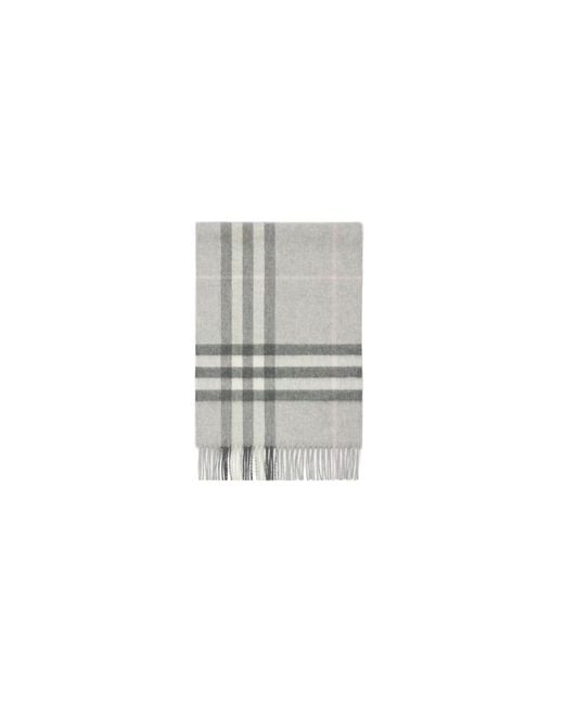 Burberry Gray Checked Fringed-Edge Scarf